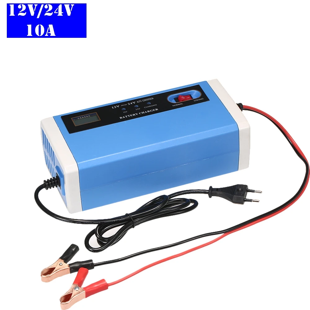 

12V 24V Automatic Car Battery Charger 12V 10A Intelligent Fast Power Charging AGM Wet Dry Car Battery LCD Display For Truck Car