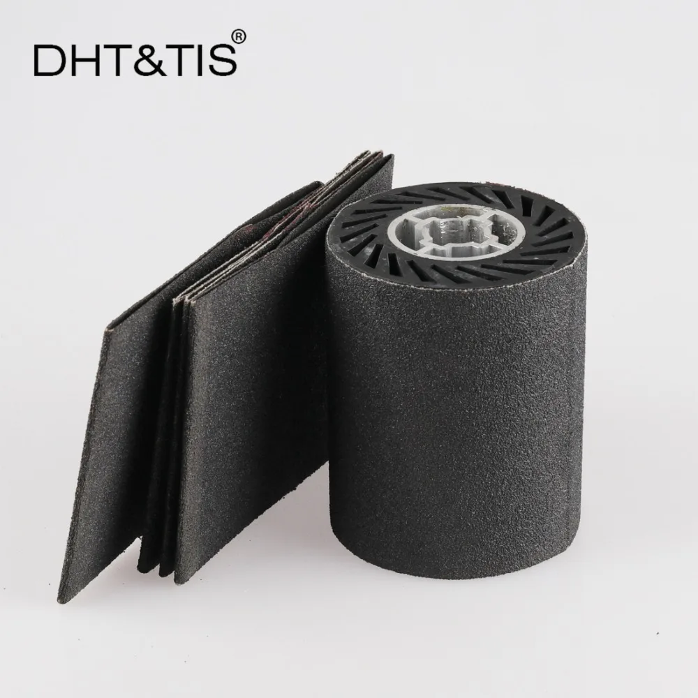 

DHT&TIS 92*100*19mm Rubber Polishing Drum Wheel with Sanding Sleeves on Wire Drawing Polisher