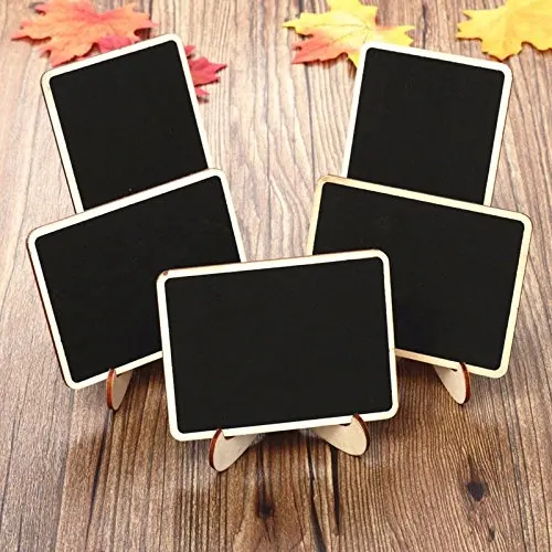 

METABLE 20 Pack Wood Mini Chalkboards Signs with Support Easels, Place Cards,Small Rectangle Chalkboards Blackboard for Weddings
