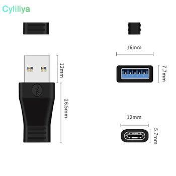 

50pcs High Speed USB 3.1 Type C Female to USB 3.0 Male Port Adapter USB-C to USB3.0 Type-A Connector Converter / Black Color