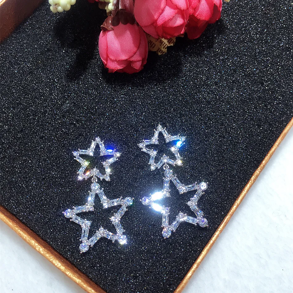 

2017 New Trendy Exaggerate Multi-Deck Five-pointed Stars Drop Earrings Pendientes Brincos For Women