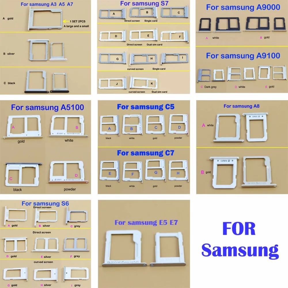 Микро-нано SIM держатель для карт лоток Слот для samsung E5 E7 C7 C5 A8 A5100 A9100 A9000 A3 A5 A7 сим-карты держатель для карт разъем адаптера