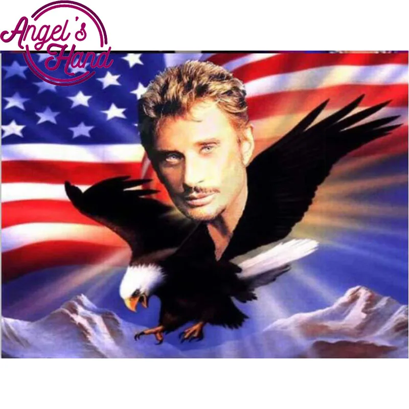 5d diy round/square eagle diamond painting Superstar singer johnny hallyday cross stitch mosaic Rhinestones embroidery crafts | Дом и сад