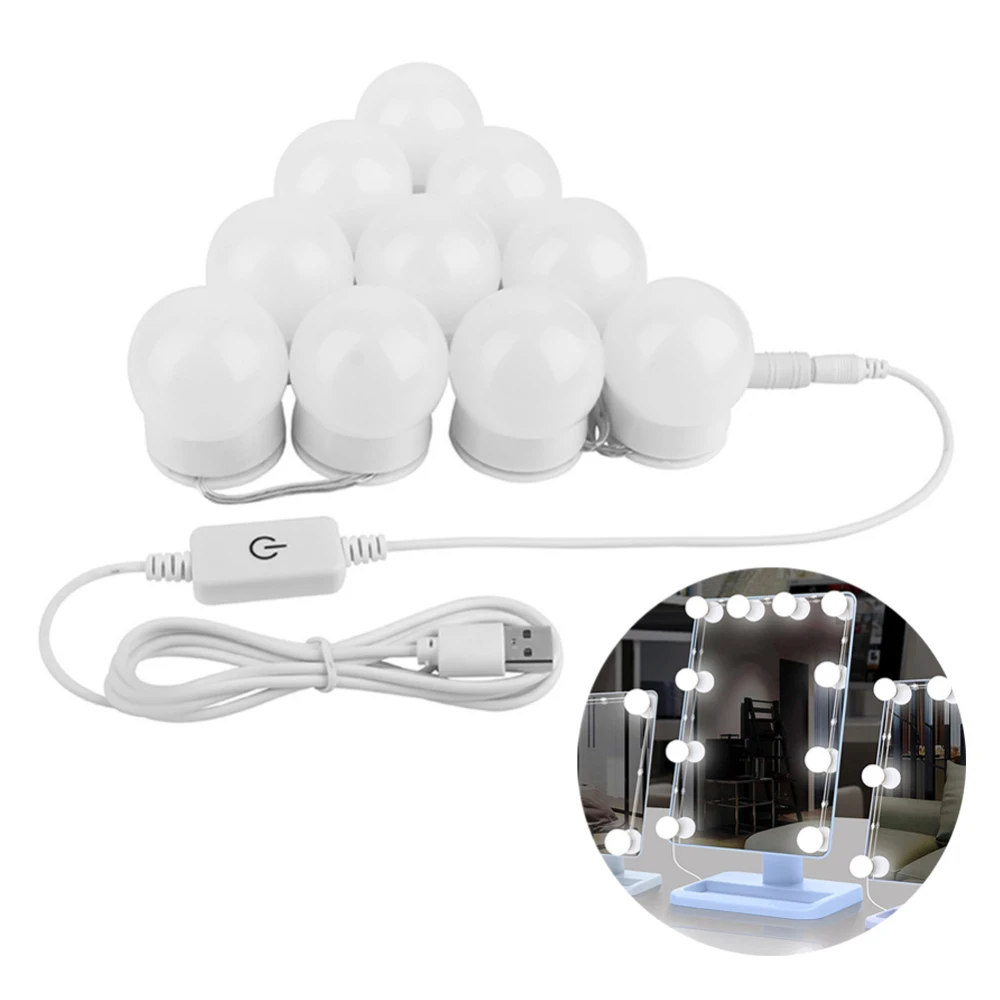 

10 LED Vanity Mirror Lights Kit with Dimmable Light Bulbs, Lighting Fixture Strip for Makeup Vanity Table Set