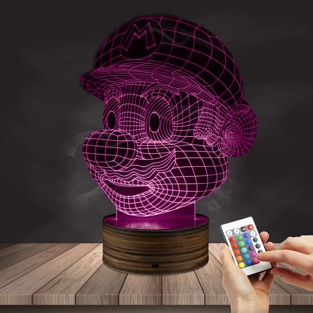 

1Piece Super Mario Figure Light 3D LED Optical Illusion Desk Lamp Light Home Decor Color Changing LED Table Light Novelty Light