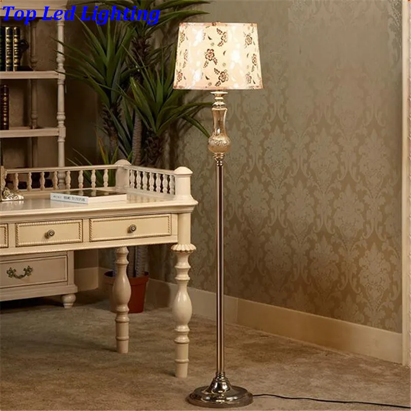 High End European Stainless Steel Fabric Flowers Led E27 Floor Lamp for