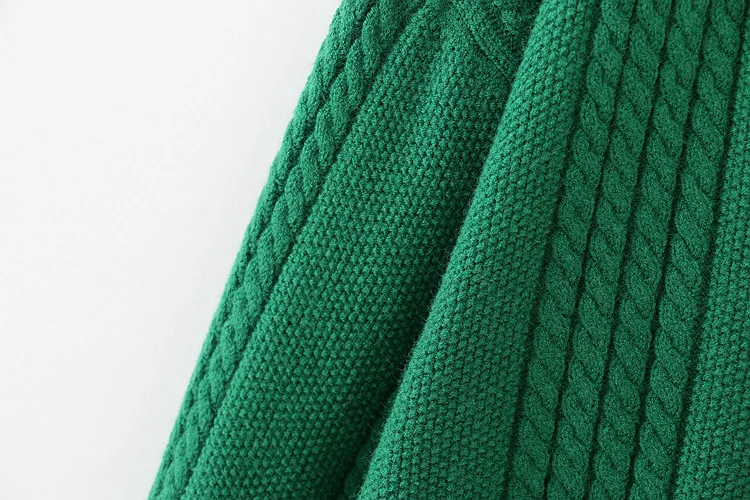 Green Sweater Women V-neck Plus Size 5XL Long Sleeve Casual Warm Autumn Winter Sweater Knitting Pullovers KKFY2613