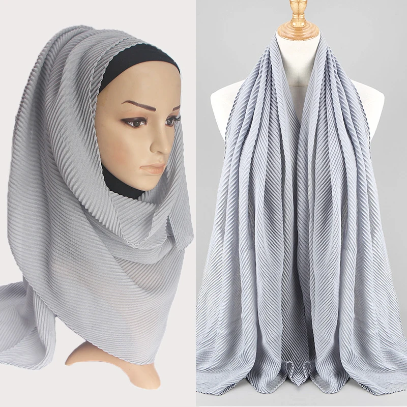 

New Fashion Twill Crinkle Square Headscarf Cotton Linen Muslim Under Scarf Full Cover Cap Arab Headwear Inner Hijab 90*180CM