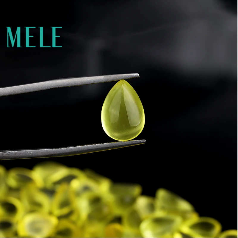 

Natural golden yellow prehnite stone, 12x8mm 3.6ct loose stone DIY stone matching Designer stone matching Water drops forwomen