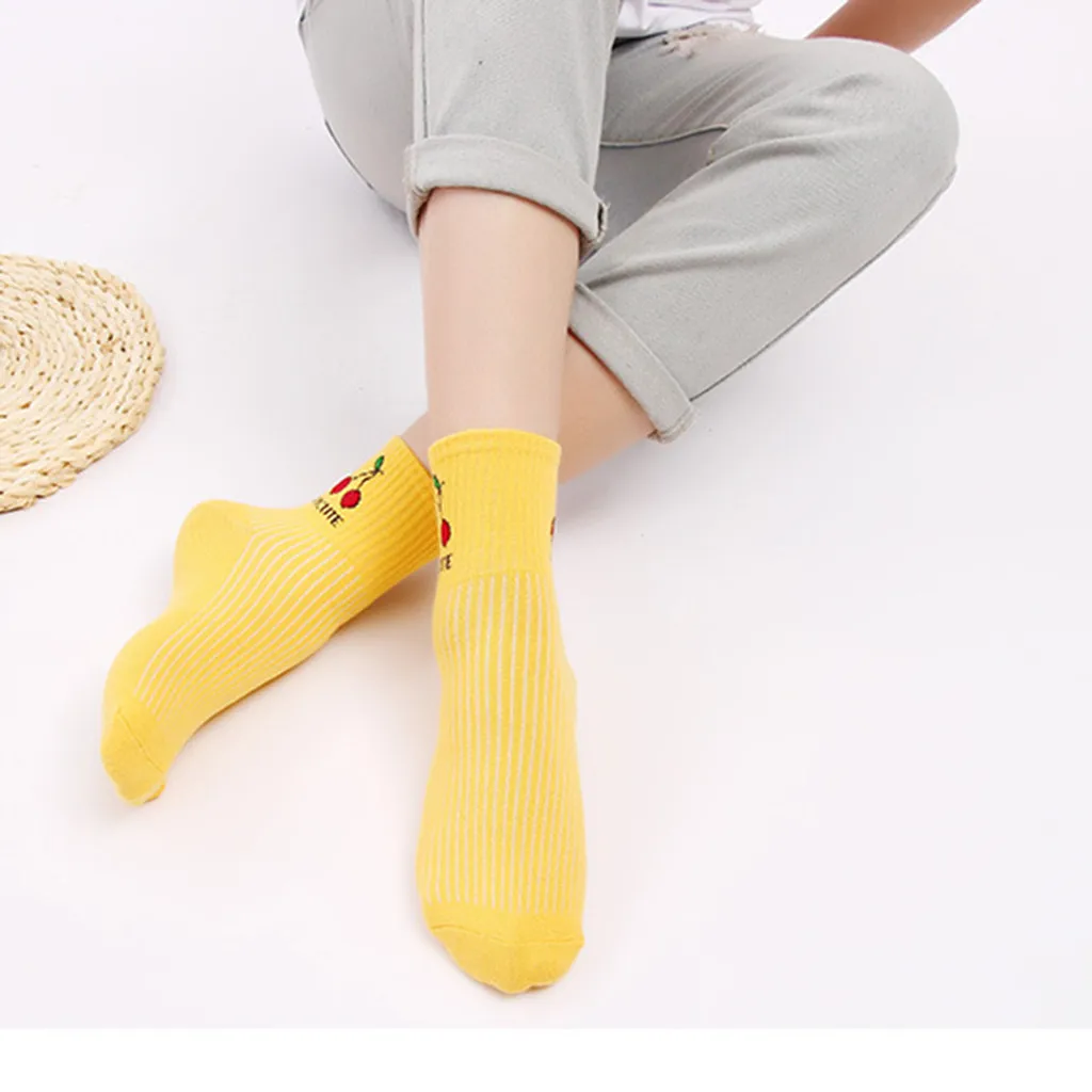 Забавные хлопковые носки с милым фруктовым принтом Для женщин носки ретро красочные забавные Женские носочки для девочек разноцветные
