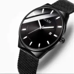 Дата Для мужчин часы ультра тонкий Водонепроницаемый часы классические Бизнес Календарь мужской наручные царапинам Элитный бренд часы