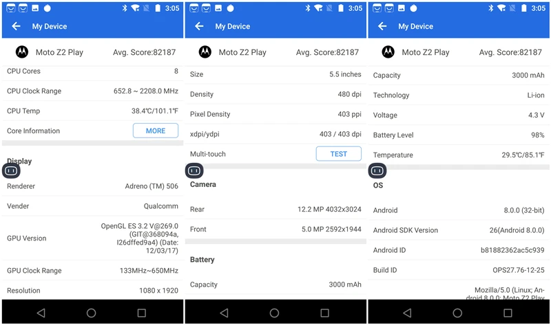 Motorola MOTO Z2 Play Android 8,0 4G 64G Octa Core 2,2 GHz 5,5 ''1920*1080 P 12.0MP Поддержка отпечатков пальцев NFC