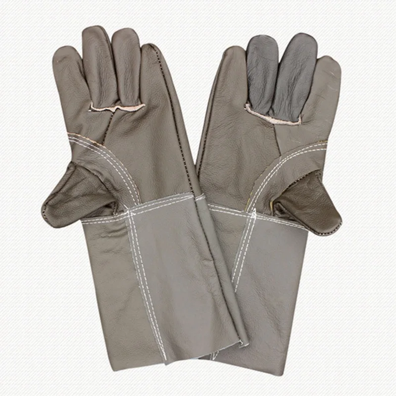 

1 Pair Welders Gloves Cow Split Leather Factory Gardening Welding Wood Stove Work Gloves Heat Resistant