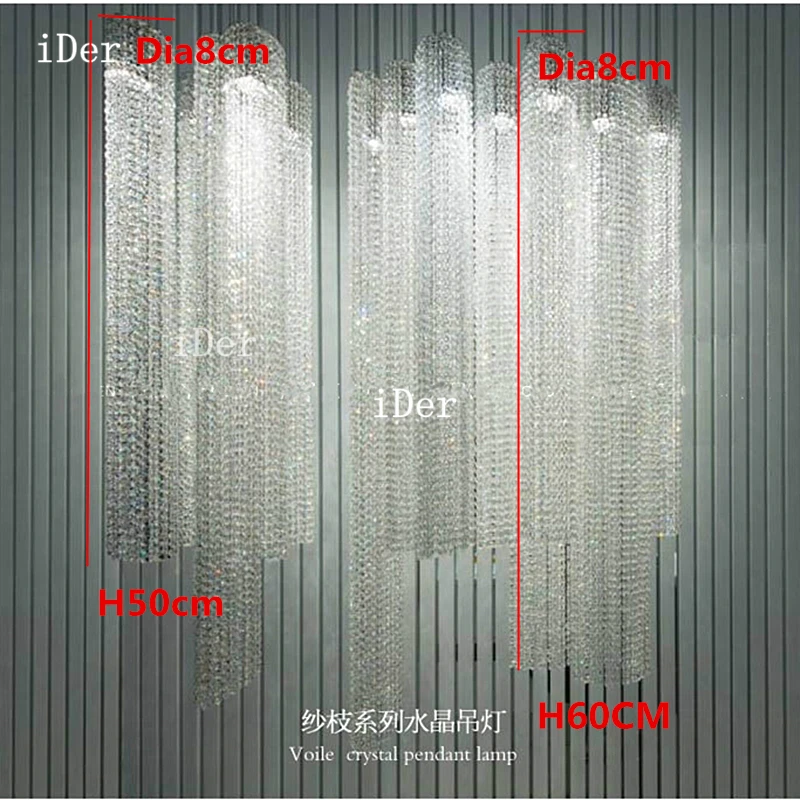 Современный светодиодный хрустальный светильник для прохода, светильник s, коридор, входная дверь, зал, домашний подвесной светильник диам. 8 x H 60-160 см