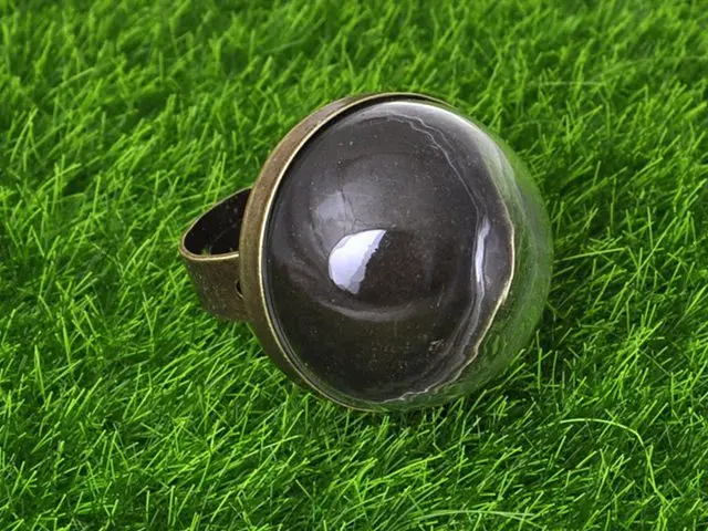 

DIY Bronze Adjustable Ring with 25mm Clear Glass Dome Terrarium 1/2 Globe Bottle