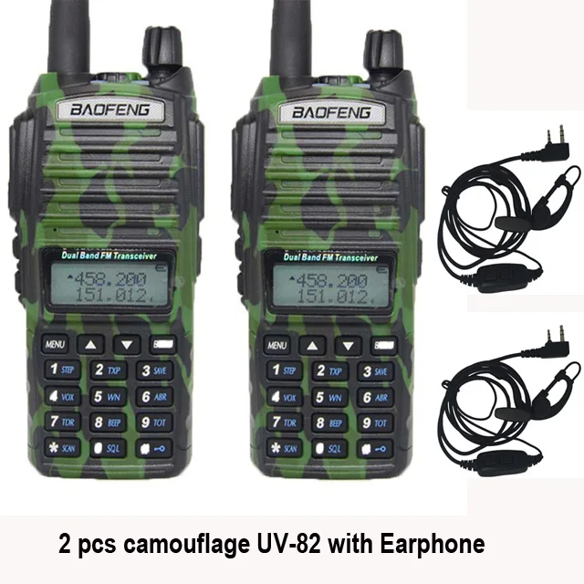 2 шт./компл. Горячая иди и болтай walkie talkie UV 82 Baofeng 1 пара Портативный радио Baofeng UV-82 с наушником CB Ham Радио УКВ двойного UV82 радио - Цвет: camouflage