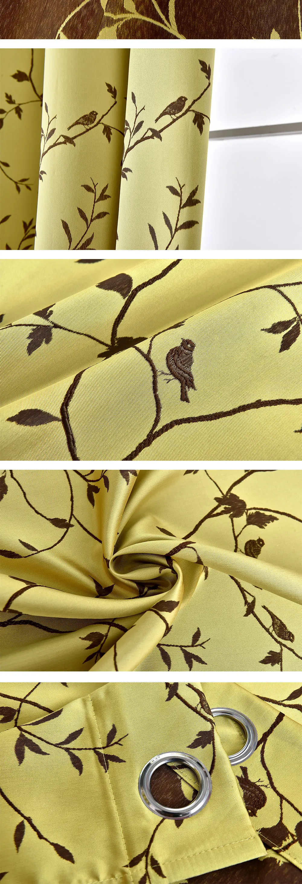 Smt611 NAPEARL 1 Piece Elegant Panel Birds Jacquard Curtains For Living Room Widows Children Drops Modern Pastoral Thread Fabric Decor (4)