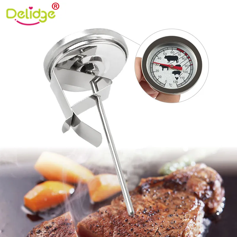 

Delidge 1pc Meat Thermometer Kitchen Cooking BBQ Food Thermometer Stainless Steel Instant Read Probe Dial Temperature Meat Gauge