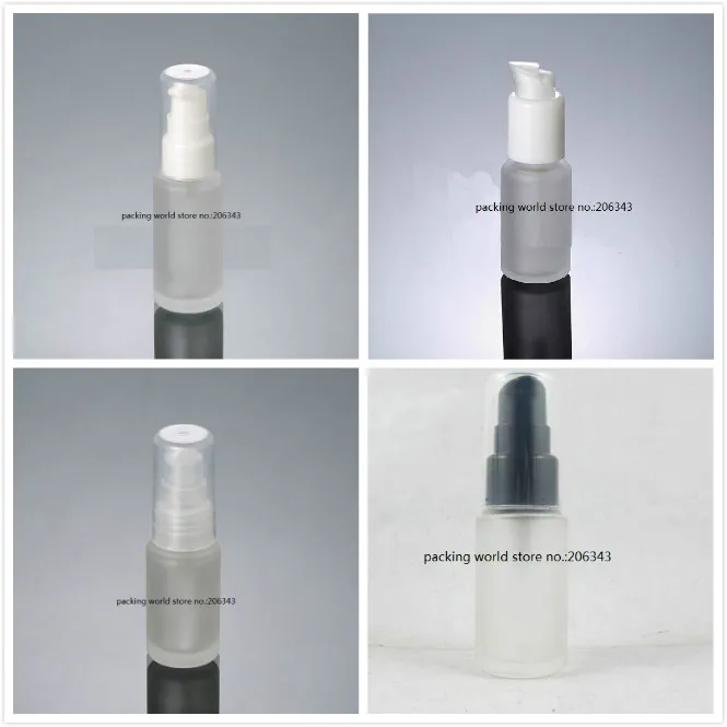 

20ml frosted glass bottle with plastic black/white/transparent press pump for lotion/emulsion/foundation/serum cosmetic packing
