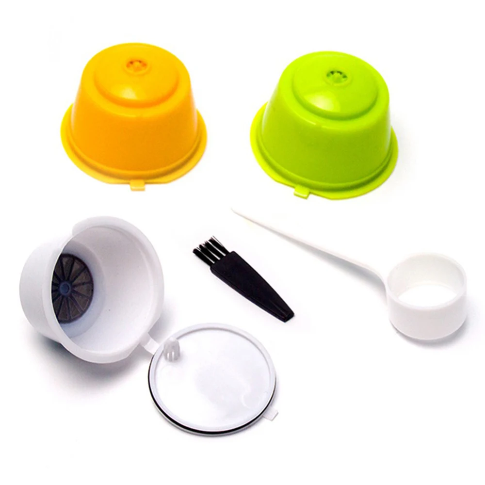 

3Pcs Eco-friendly Reusable Coffee Capsule set Scoop Brush Food Grade Plastic PP Coffee Filter Baskets Soft Capsules Taste Sweet