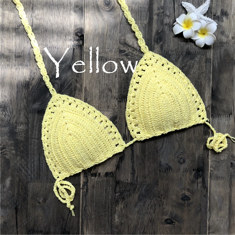 crochet bikini 2019 Handmade Hooks Women Boho Beach Bralette Holder Knitted Swimwear Brazilian Bikini Top