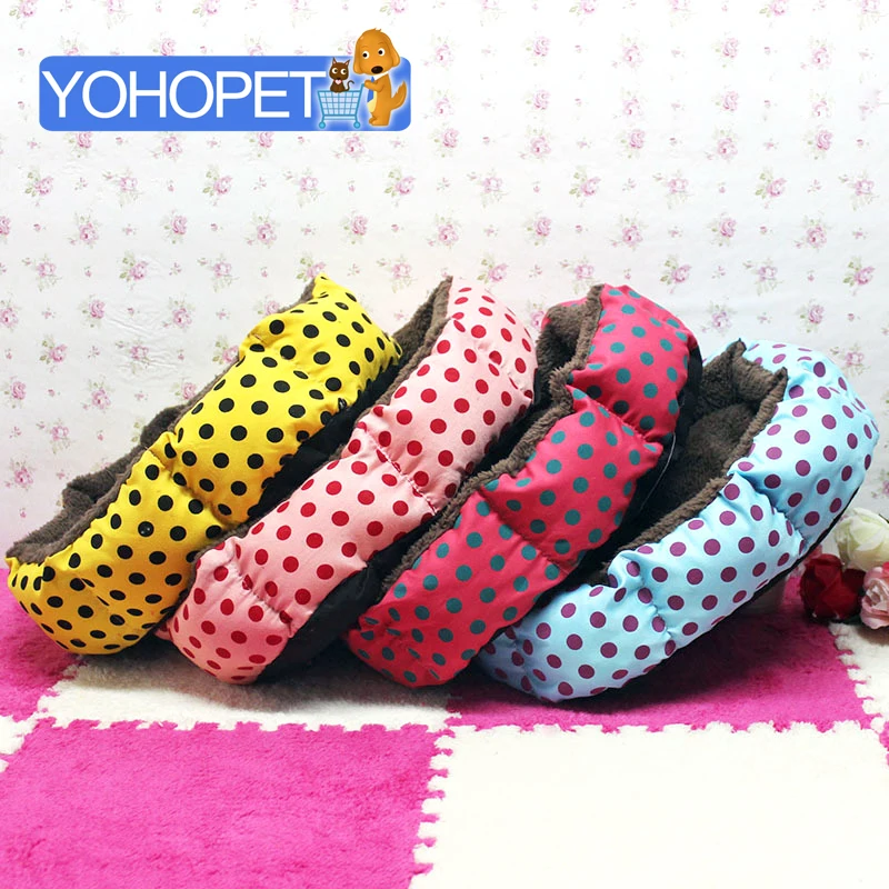 

Warm cheap pet dog mat autumn winter cute Polka Dot puppy bed blue red bed for dog cotton fabric berber Fleece Princess cat Bed
