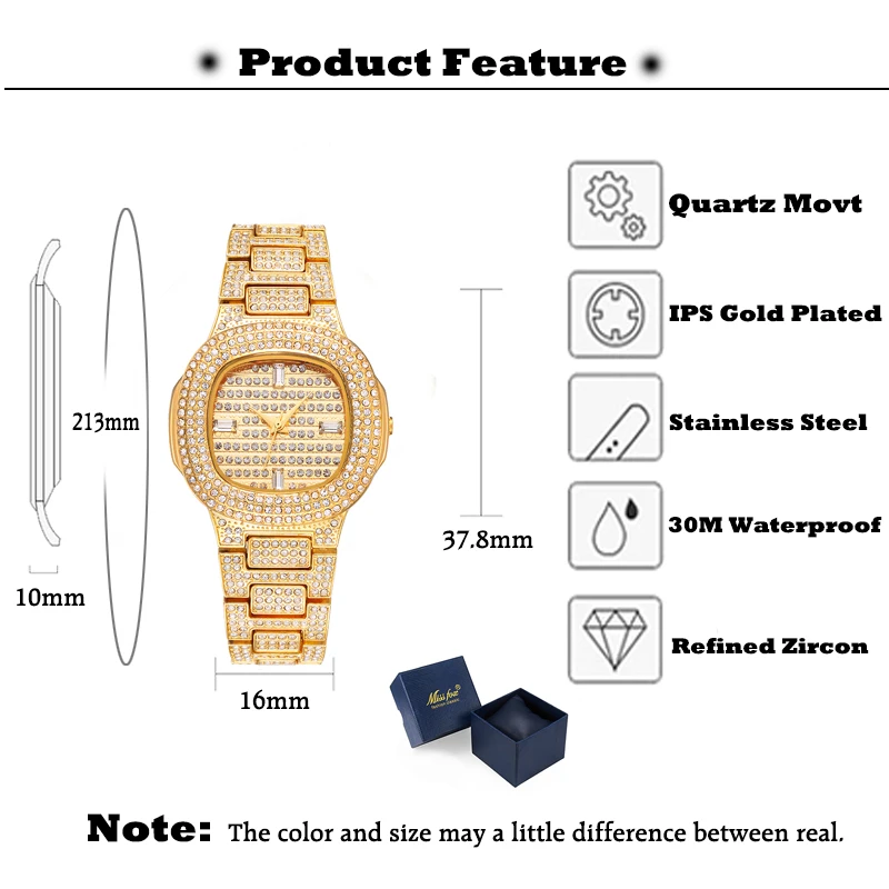 Reloj de pulsera de mujer de acero inoxidable con diamantes, reloj de pulsera para mujer, reloj de pulsera para mujer - 2