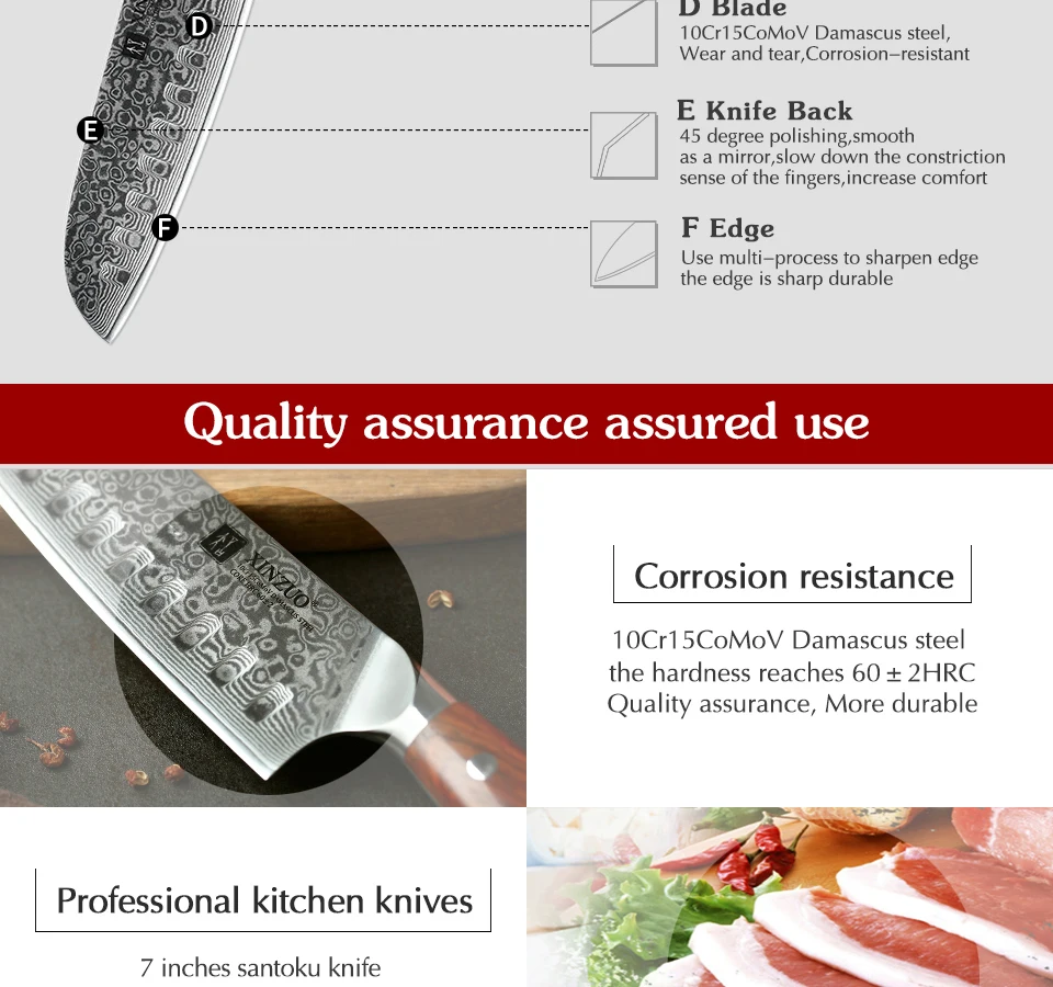 japonês vg10 damasco faca de cozinha profissional