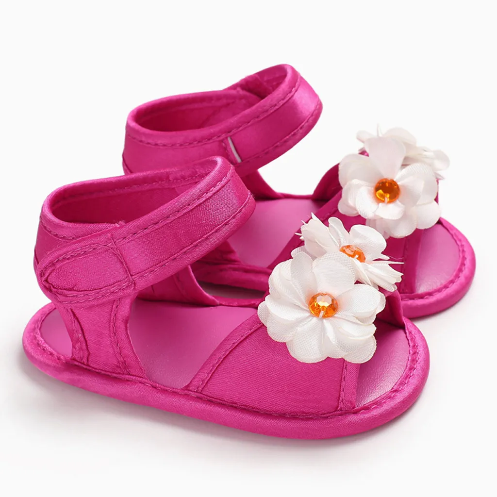 Сандалии с цветочной аппликацией на мягкой подошве для маленьких девочек; тонкие туфли; Sandalia; детские ботинки; Ete Fille; сандалии для девочек