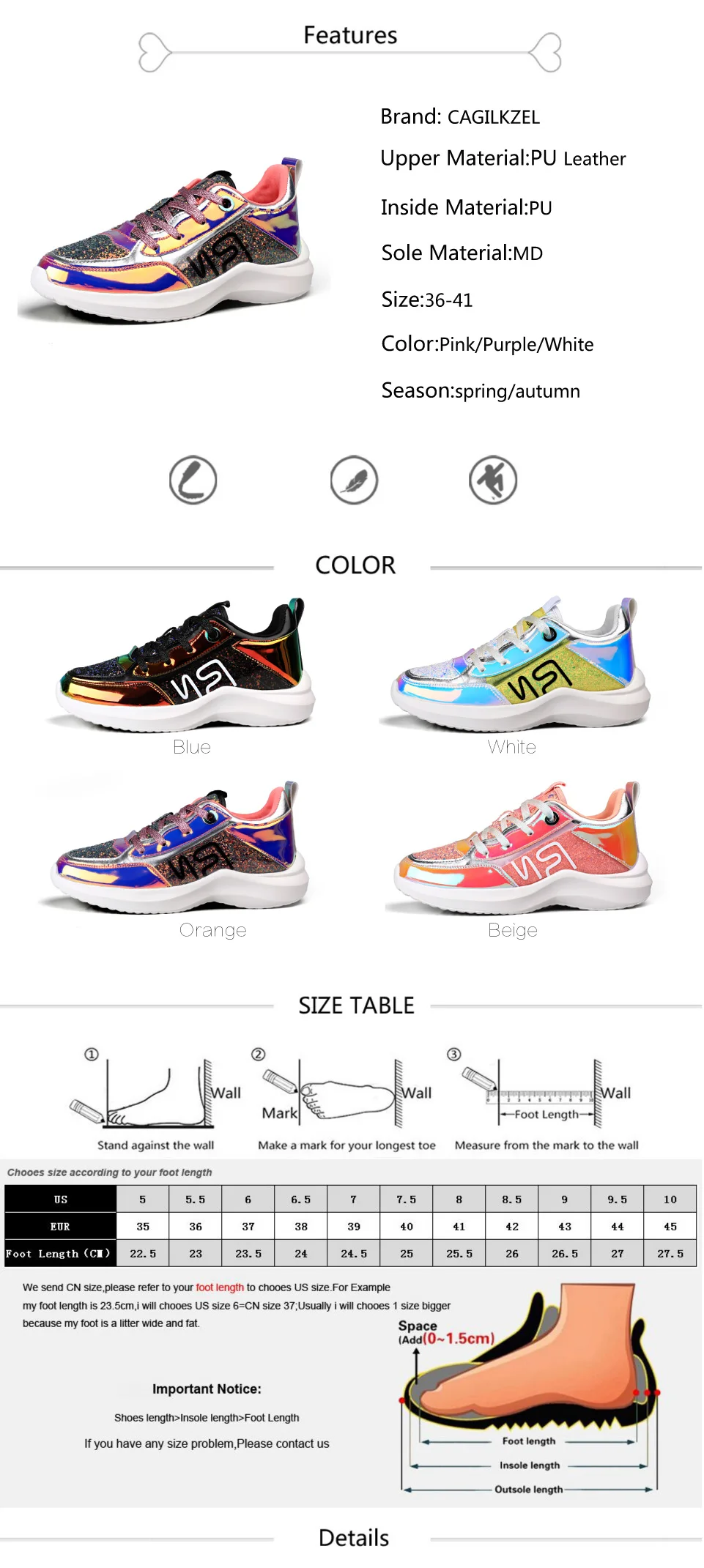 2019 Spring Sneakers Women Shiny Bling Lace-up Flats Shoes Women Basket Femme Trainers Shoes Chunky Sneakers creepers (2)