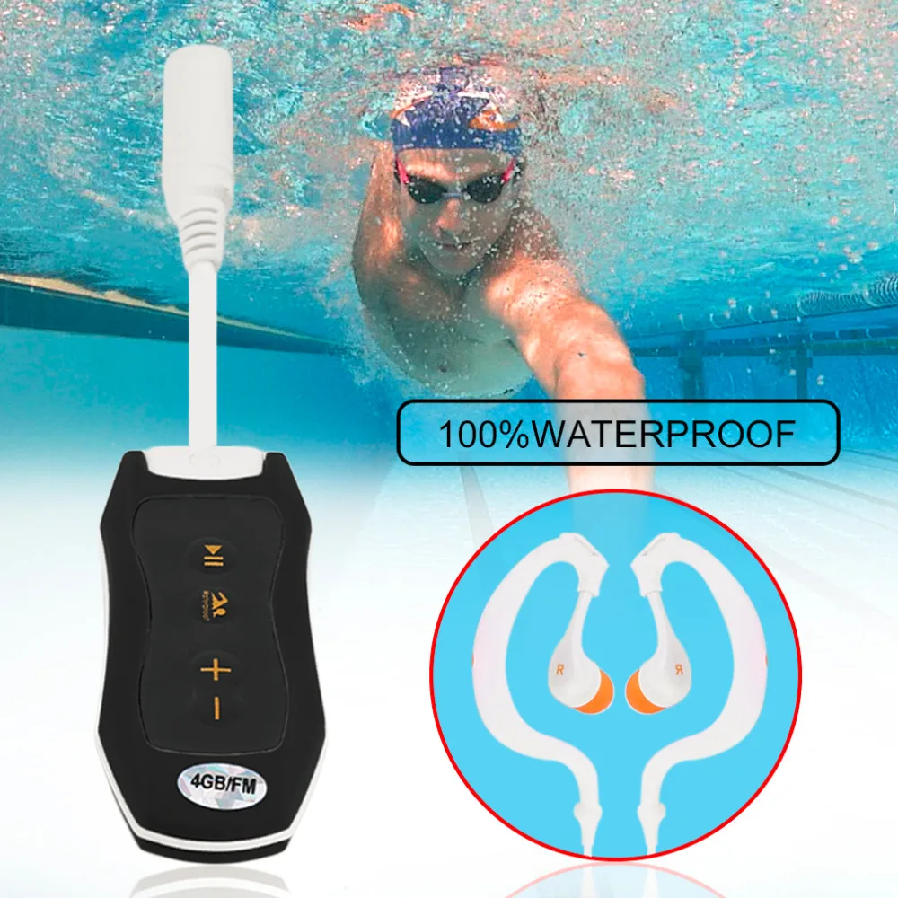 

8GB Waterproof MP3 Player Portable No Screen Mini Mp3 Player FM For Swimming Diving Hiking With Small Clip Design