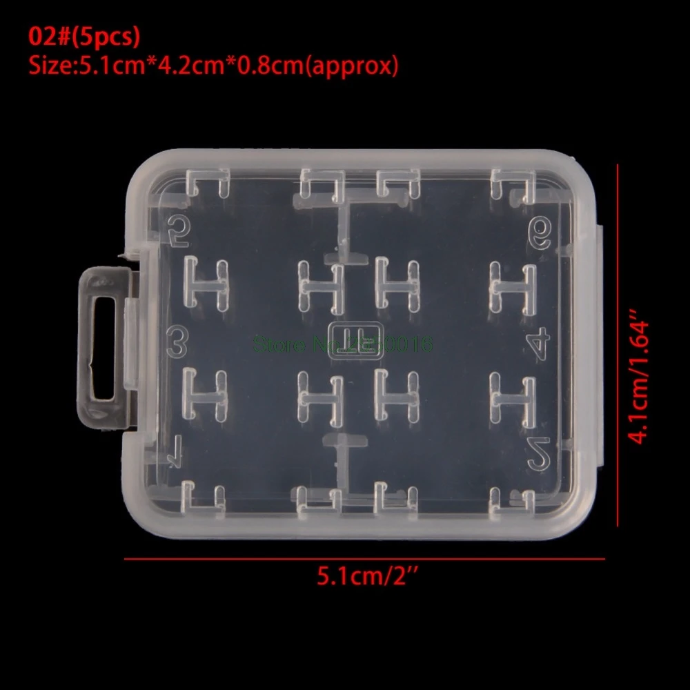 5 шт. 8 в 1 Пластик прозрачный Стандартный SD Карта памяти SDHC Чехол держатель ящик для хранения C26