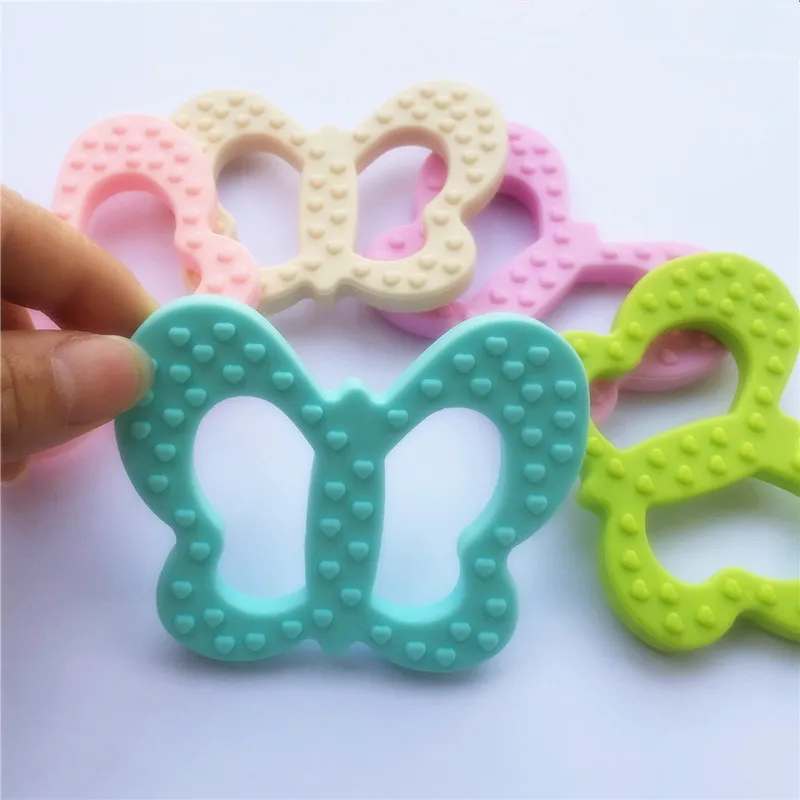 

Chenkai 50PCS BPA Free Silicone Butterfly Teether Baby Pacifier Dummy Teething Chewable Pendant Nursing Jewelry DIY Sensory Toy