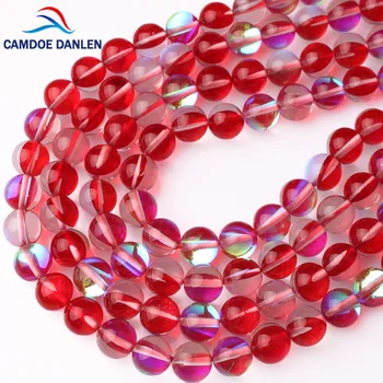 

CAMDOE DANLEN H-Quality Red Garnet Austria Crystal Glitter MoonStone Loose Beads 6 8 10 MM Fit Diy Jewelry Making Wholesale