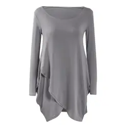 Осень 2016 модные продажи свободные нерегулярные личность Мини Длинные рукава Женская рубашка S2445