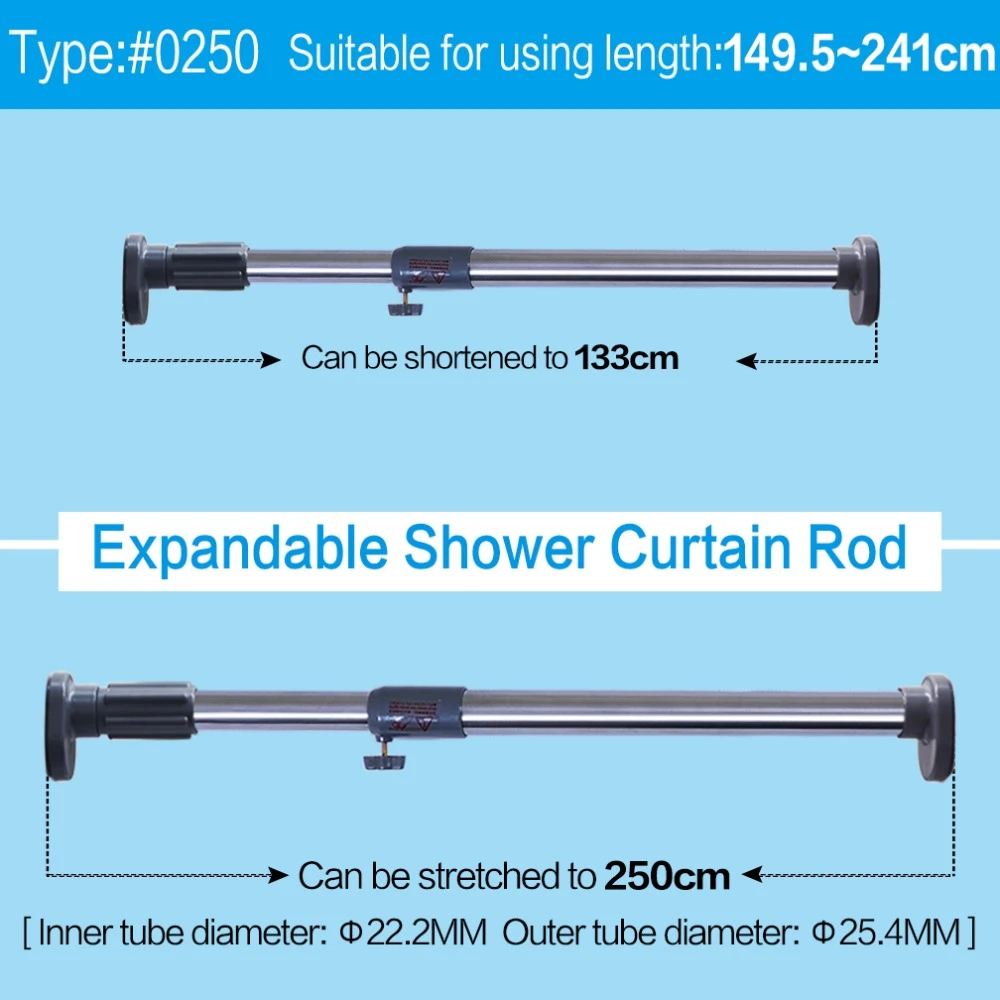 Wardrobe Rail Rosepoem Telescopic Extendable Curtain Pole,Shower Curtain Tension Rod Bath Closet Hanging Pole Curtain Rod 40-70cm