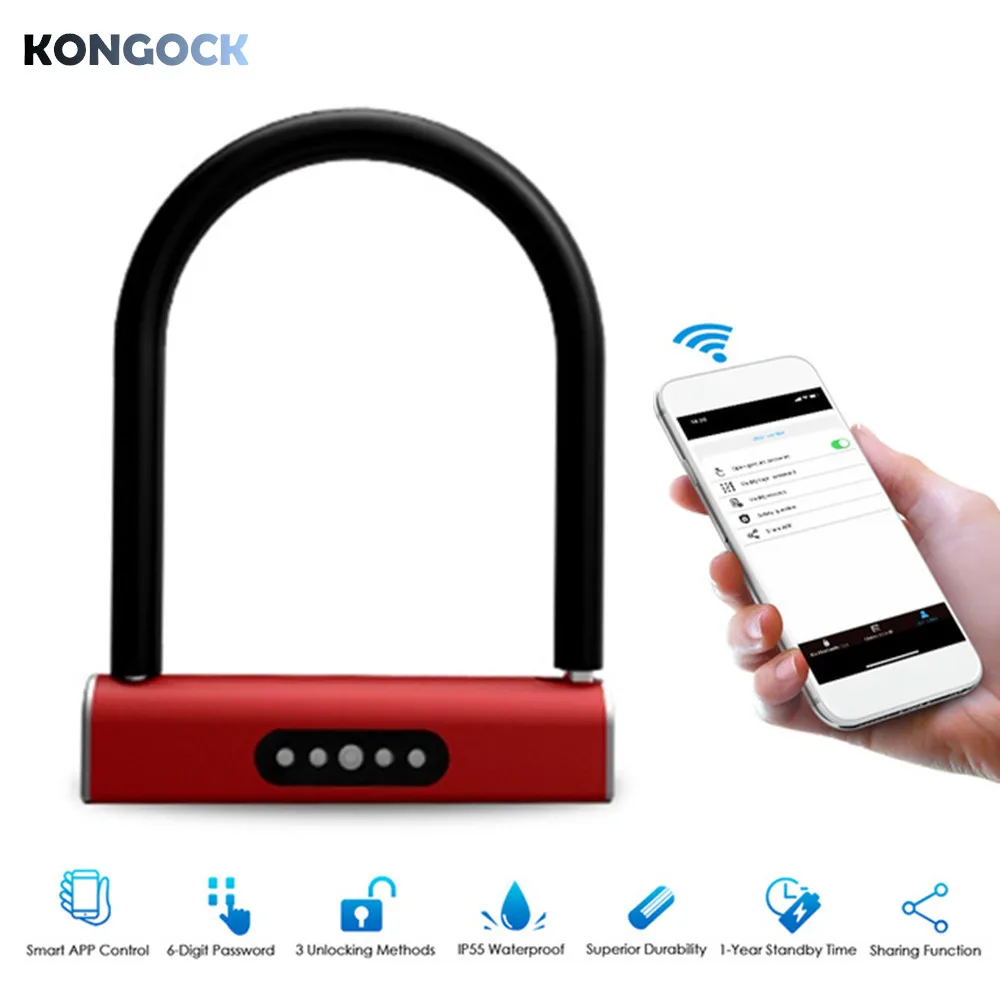 

Bluetooth APP Keyless Smart U-Type Lock, Keyboard Password Bicycles Motorcycles Lock