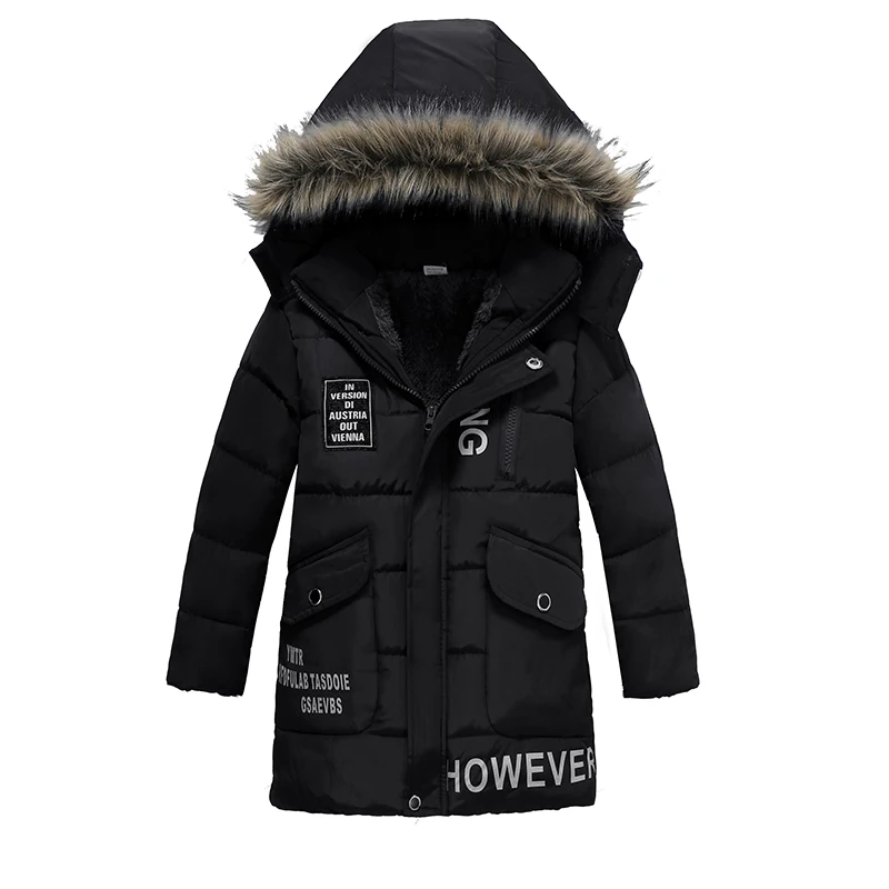 Online Abrigo grueso de invierno con Cuello de piel para niños abrigos para niños a prueba de viento chaquetas para bebés y niñas de 3 8 años