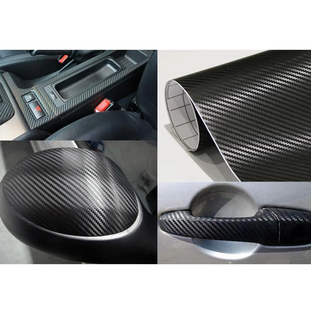 3D 127x30cm Carbon Fiber Vinyl Car Wrap Sheet Roll Film Sticker Decal