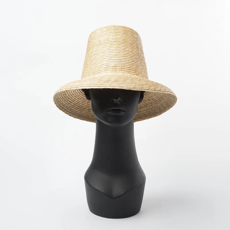Женская Новинка модная соломенная шляпа из натуральной соломы сплошной цвет глубокая Корона Arcuate изогнутая шляпа