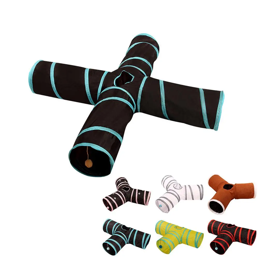 

Foldabe Pet Cat Tunnel T-joint Tunnel Tubes Indoor Outdoor Pet Cats Training Toys For Cat Kitten Rabbit Animals Cat Toy 7 Colors