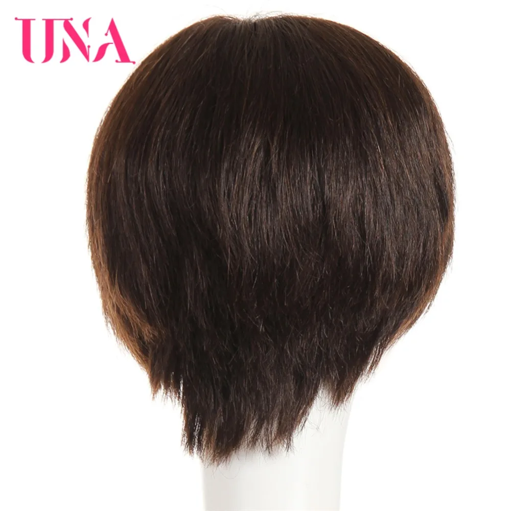 UNA Human Hair Wigs Half Hand-Tied Wigs Non-Remy Human Hair Malaysian Straight Human Hair Wigs Short Human Hair Wigs