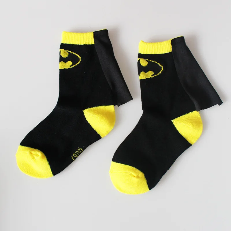 Mix 4pairsLots Cartoon Superman Batman Flash Spider-Man Socks Autumn Winter Cotton Kids Baby Boys Girls Dance Sport Socks for Children Hand-stitched Cloak (4)