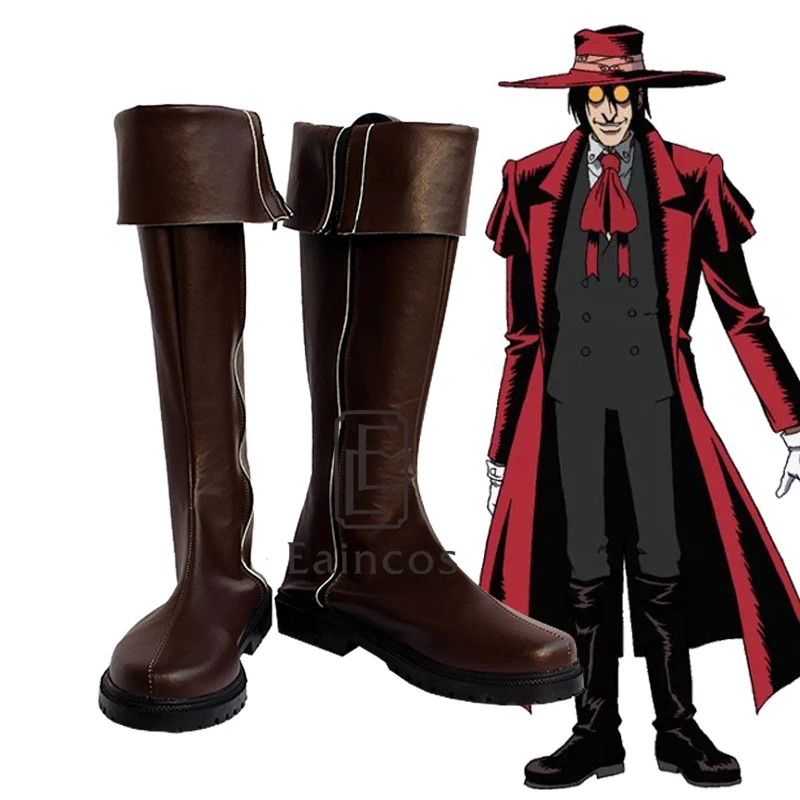 

Anime Hellsing Alucard Cosplay Party Shoes Dark Brown Boots Customized Size