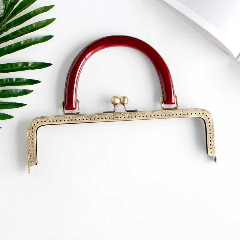 25CM square Деревянная ручка квадратная 20 бронзовая золотая коробка сумка аппаратные детали клатч рамная застежка сумка аксессуары Diy Винтажная сумочка с металлической защелкой рамка - Цвет: 25CM square