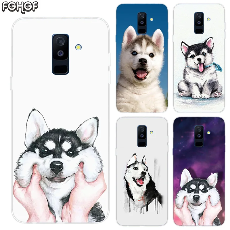 FGHGF Cute Husky Print Soft TPU Back Case For Samsung Galaxy A6 A8 Plus A5 A7 A9 Star 2018 A3 2017 A6S A8S Cover |