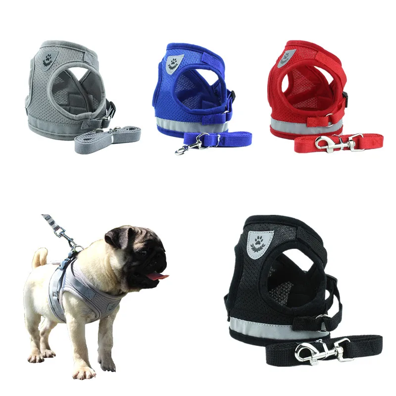 

1pc Small Dog Harness Leash Set with Reflective Strap Puppies Pets Breathable Harnesses Teddy Yokie Cat Dogs Ropes Pet Products