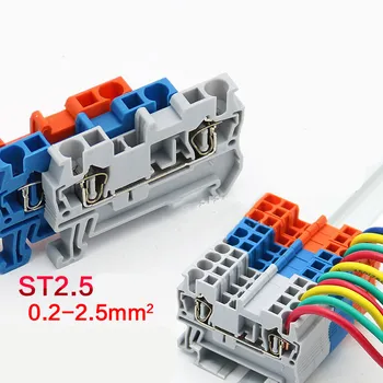 

10pcs ST 2.5 PHOENIX Type Din Rail 4 Contacts Spring-cage Quick Connector Modular Terminal Block ST-2.5