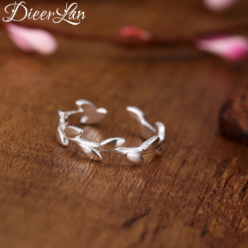 

Summer 925 Sterling Silver Leaf Rings for Women Gifts Adjustable Size Finger Rings Anillos Anelli 2019