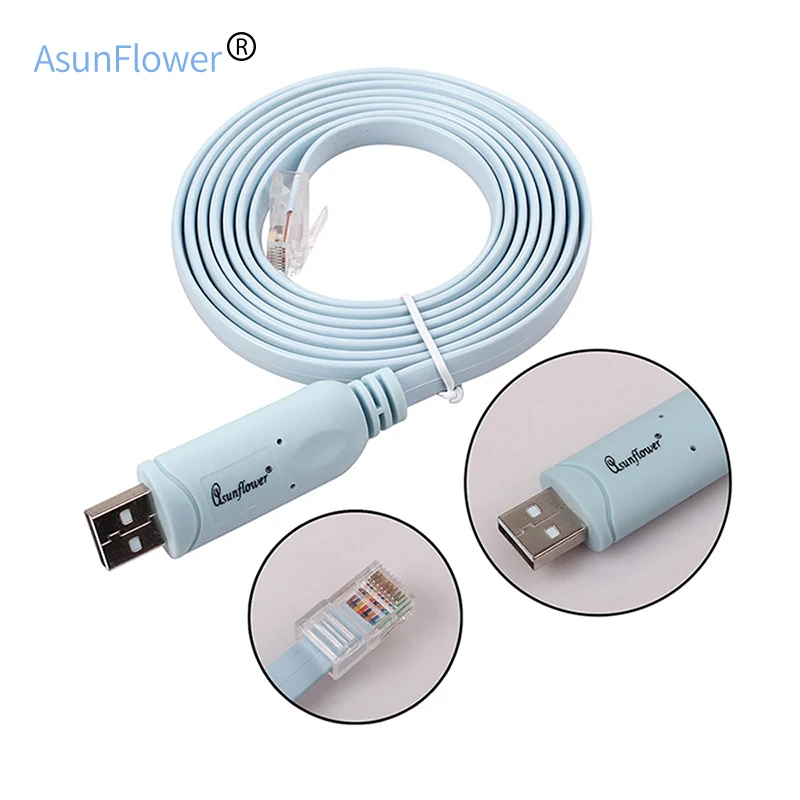 

100% Brand NEW 1.8M USB Extension Cable USB 2.0 To RJ45 Cisco Console Cable FTDI FT232R chip +RS232 Level Shifter For H3C Router